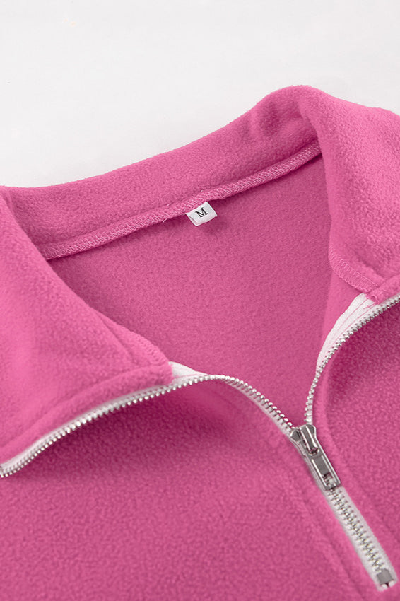 Pink Polar Fleece Loose Thickened Sweatshirt