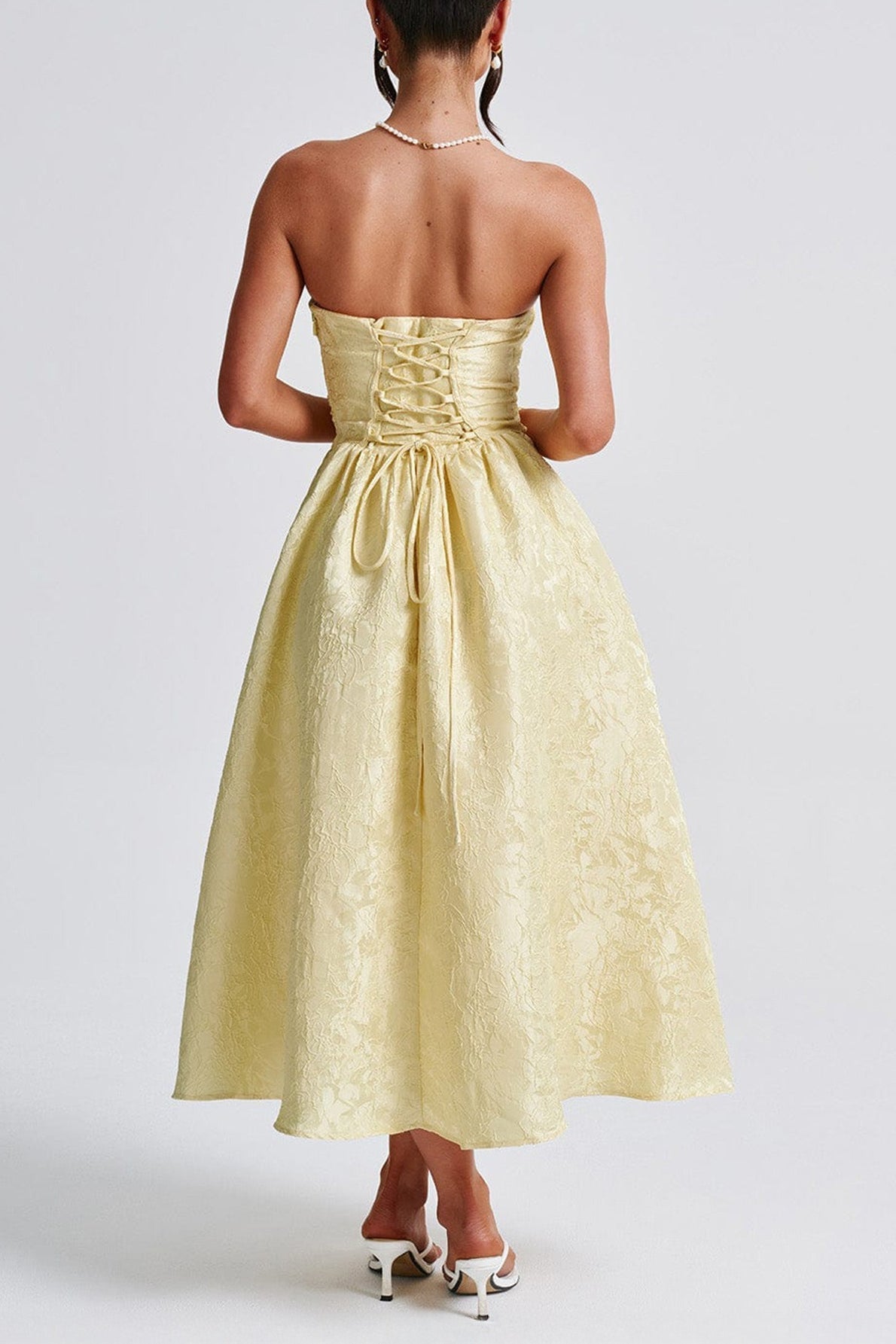 Strapless Elegant Party Dress XS / Yellow