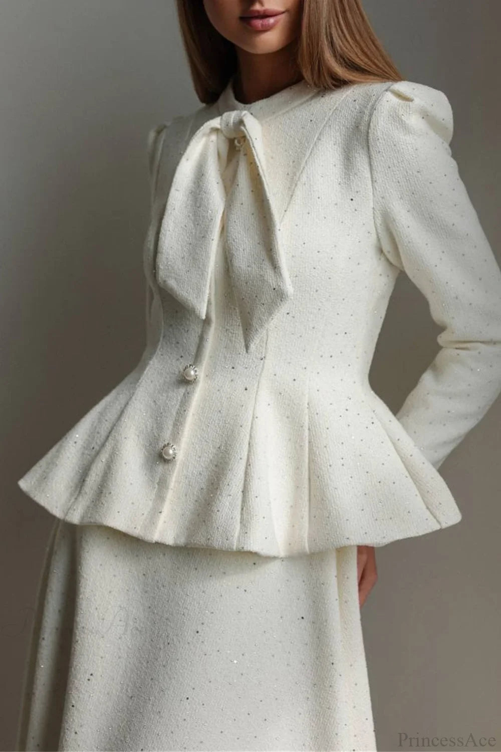 3D Floral Lace Ruffled Hem Elegant Two Piece Set