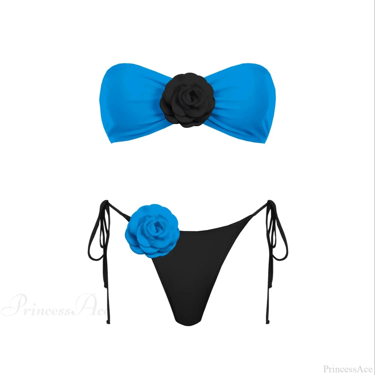 3D Flower Bandage Bikini Set blue2 / S