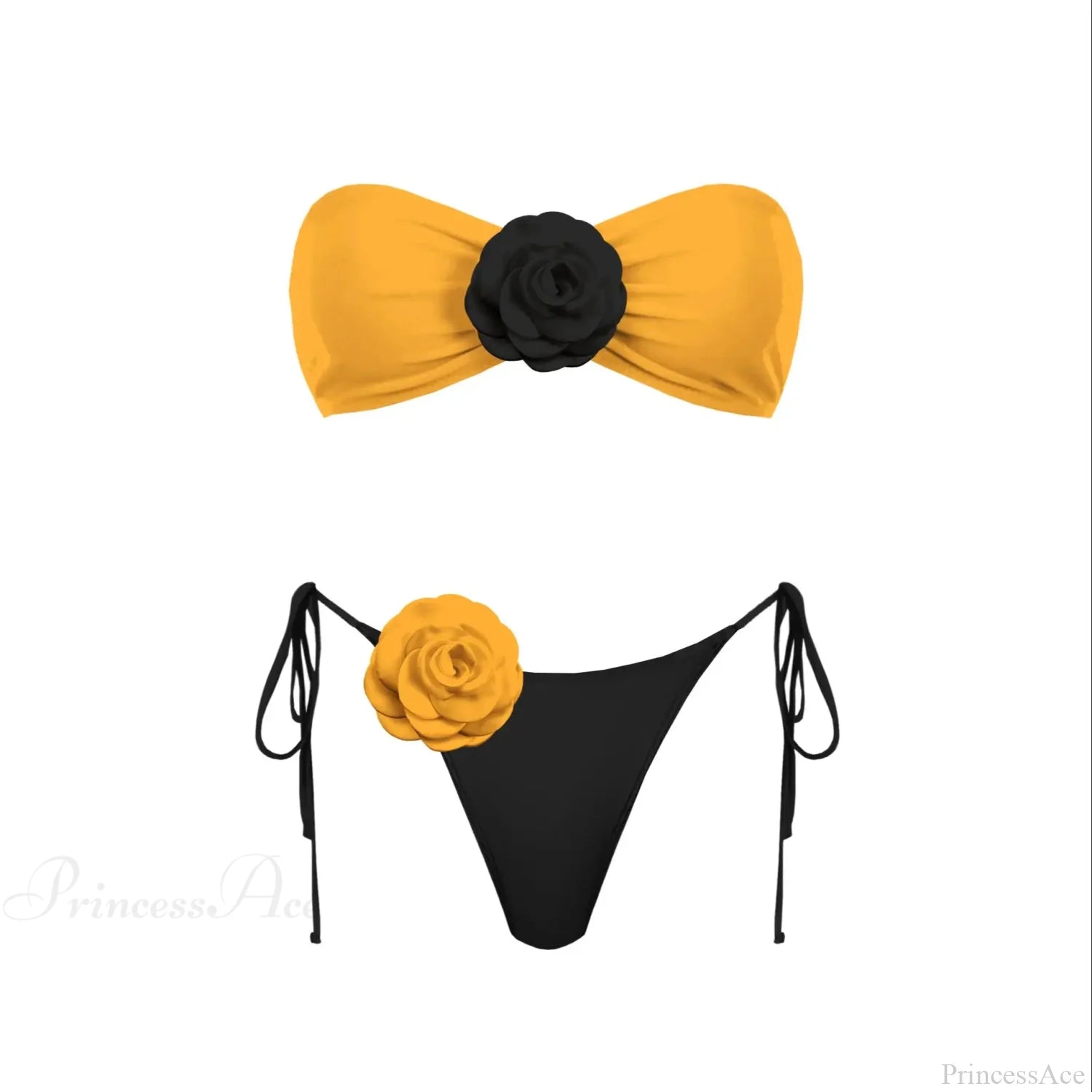 3D Flower Bandage Bikini Set orange / S