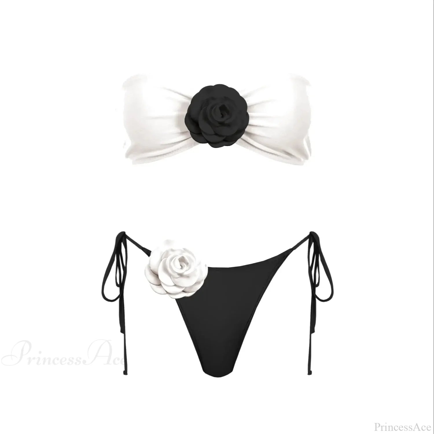 3D Flower Bandage Bikini Set white / S