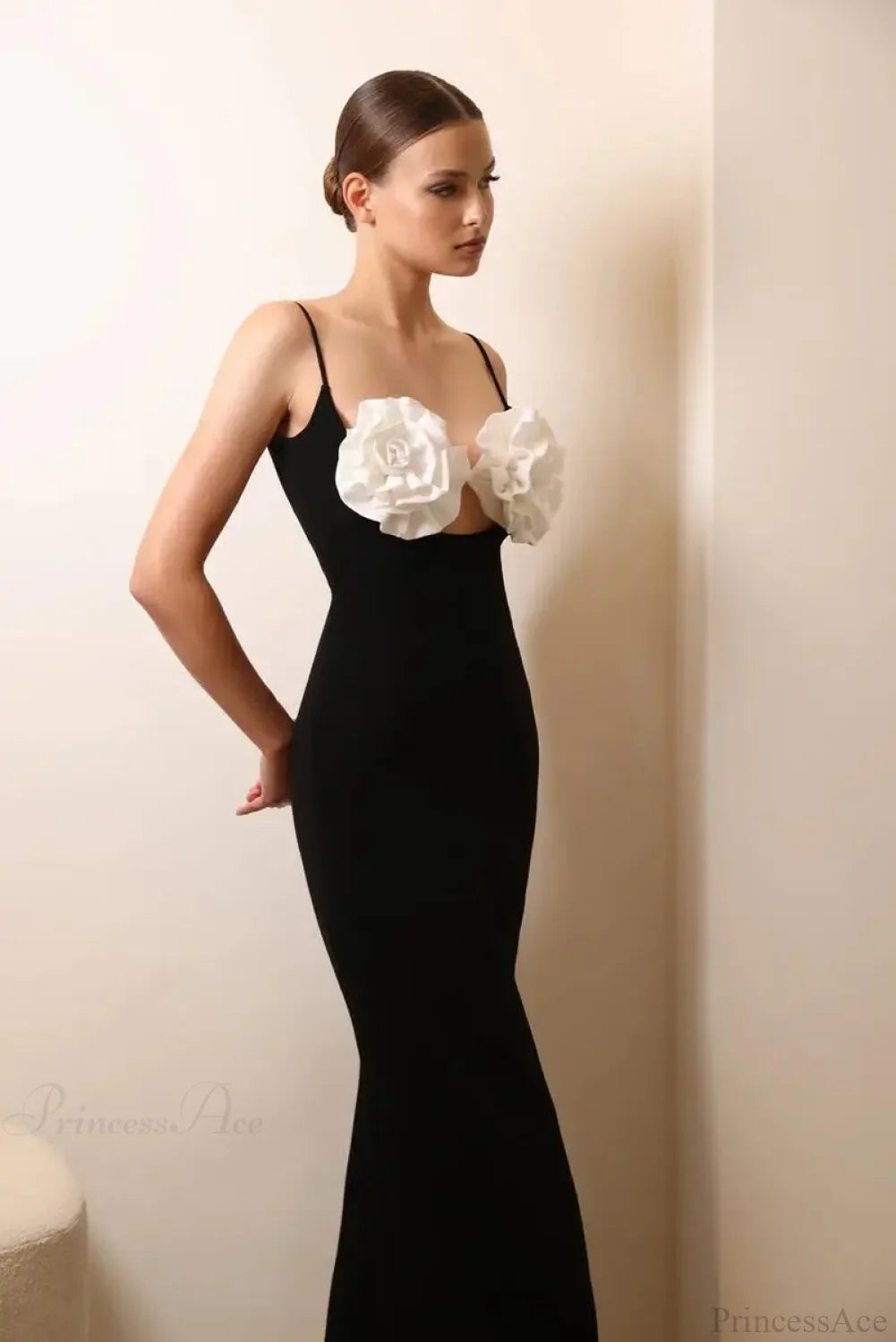 3D Flower Halter Long Party Dress Partydress-241208