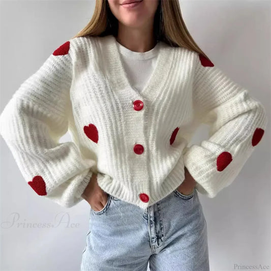 3D Heart Patchwork Valentine’s Day Cardigan cardiagn-250126
