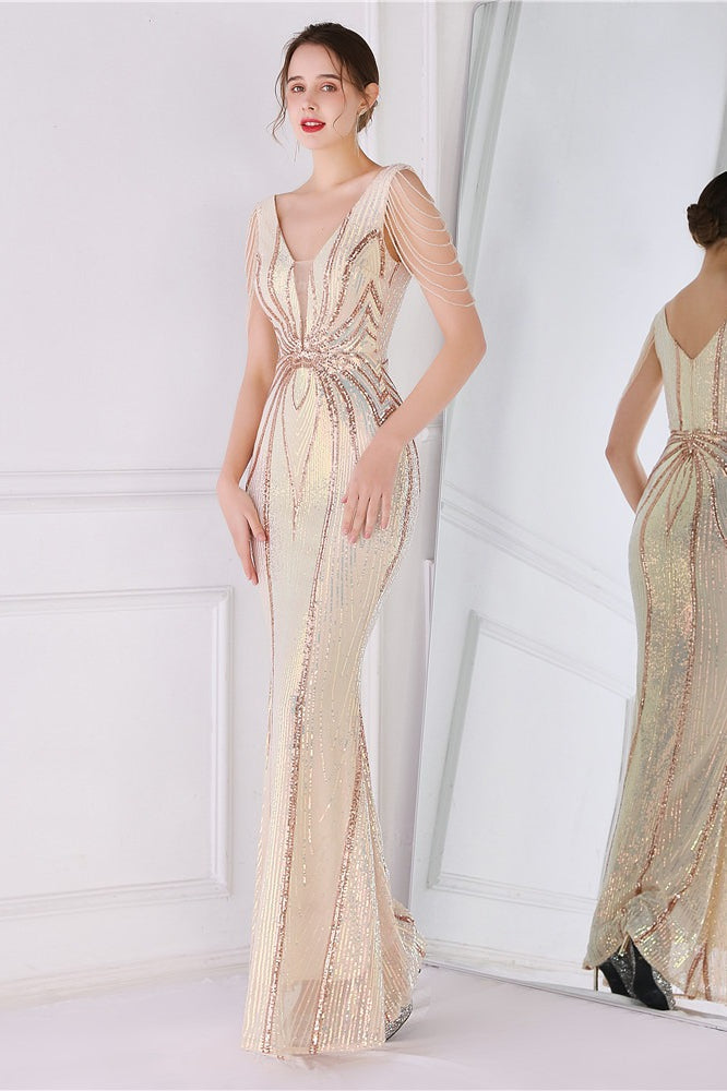 Beaded Floral Sequin Mermaid Party Dress