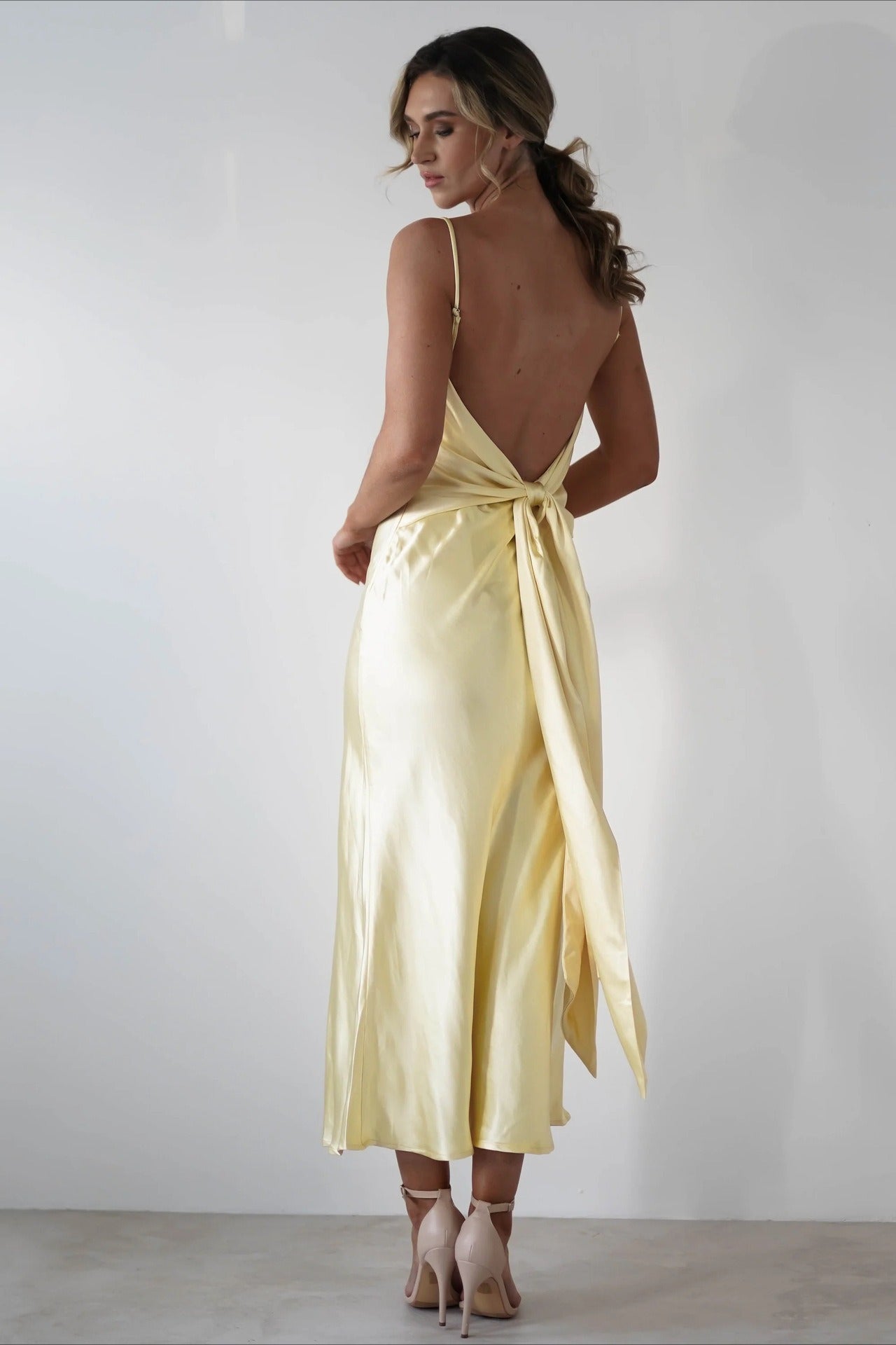 Satin Backless Tie Party Dress