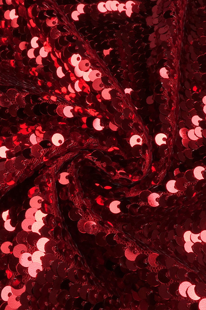 Red Sequin Spaghetti Strap Party Dress