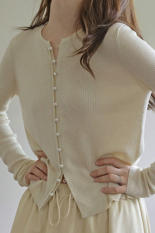 Sleek Wool Knit Cardigan