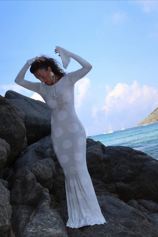 Sexy Boho-Kleid mit ausgestellten Ärmeln im Meerjungfrauenstil