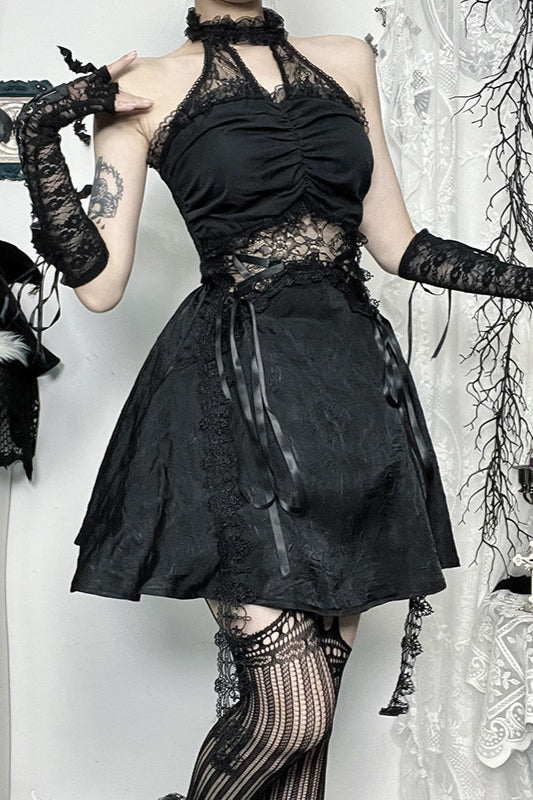 Halloween Gothic-Kleid mit schwerem Verzierung