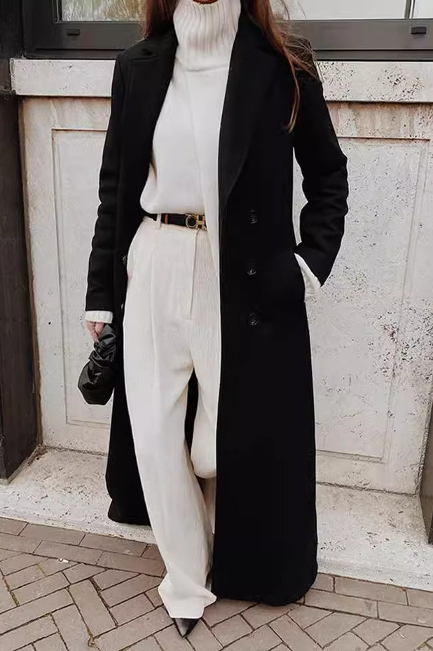 Solid Wool Blend Longline Coat coats