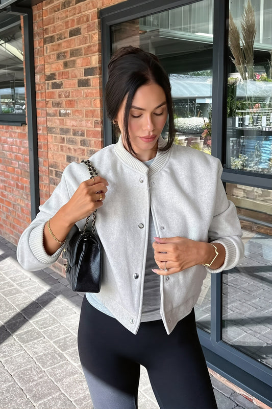 Button Front Soft Knit Bomber Jacket