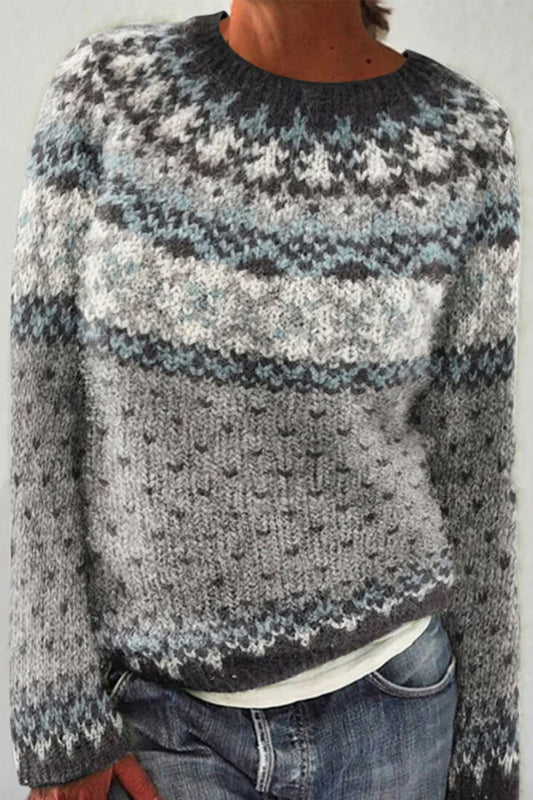 Strickpullover mit Fair-Isle-Jacquardmuster, Rundhalsausschnitt, locker geschnitten