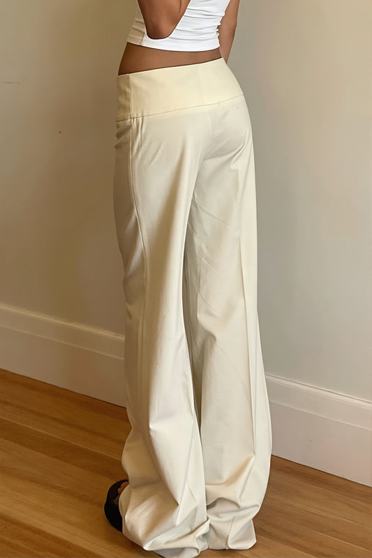 Double Button Low Rise Wide Leg Pants