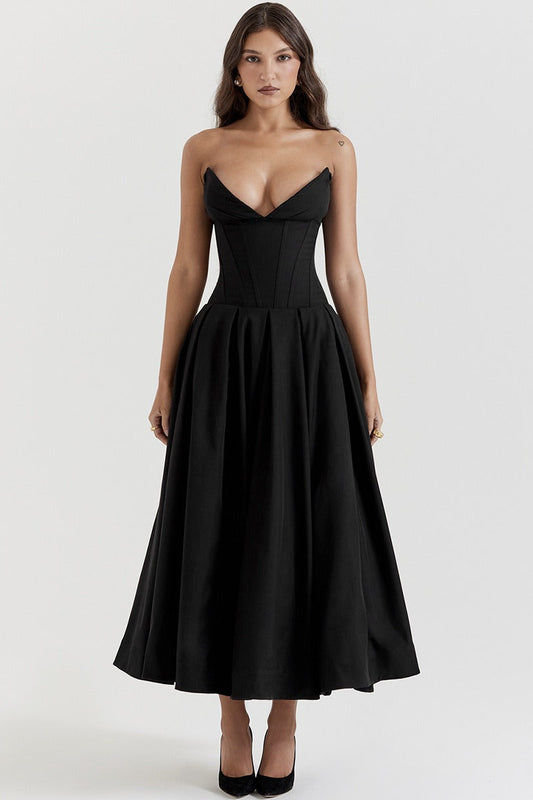 Trägerloses A-Linien-Partykleid mit Korsett