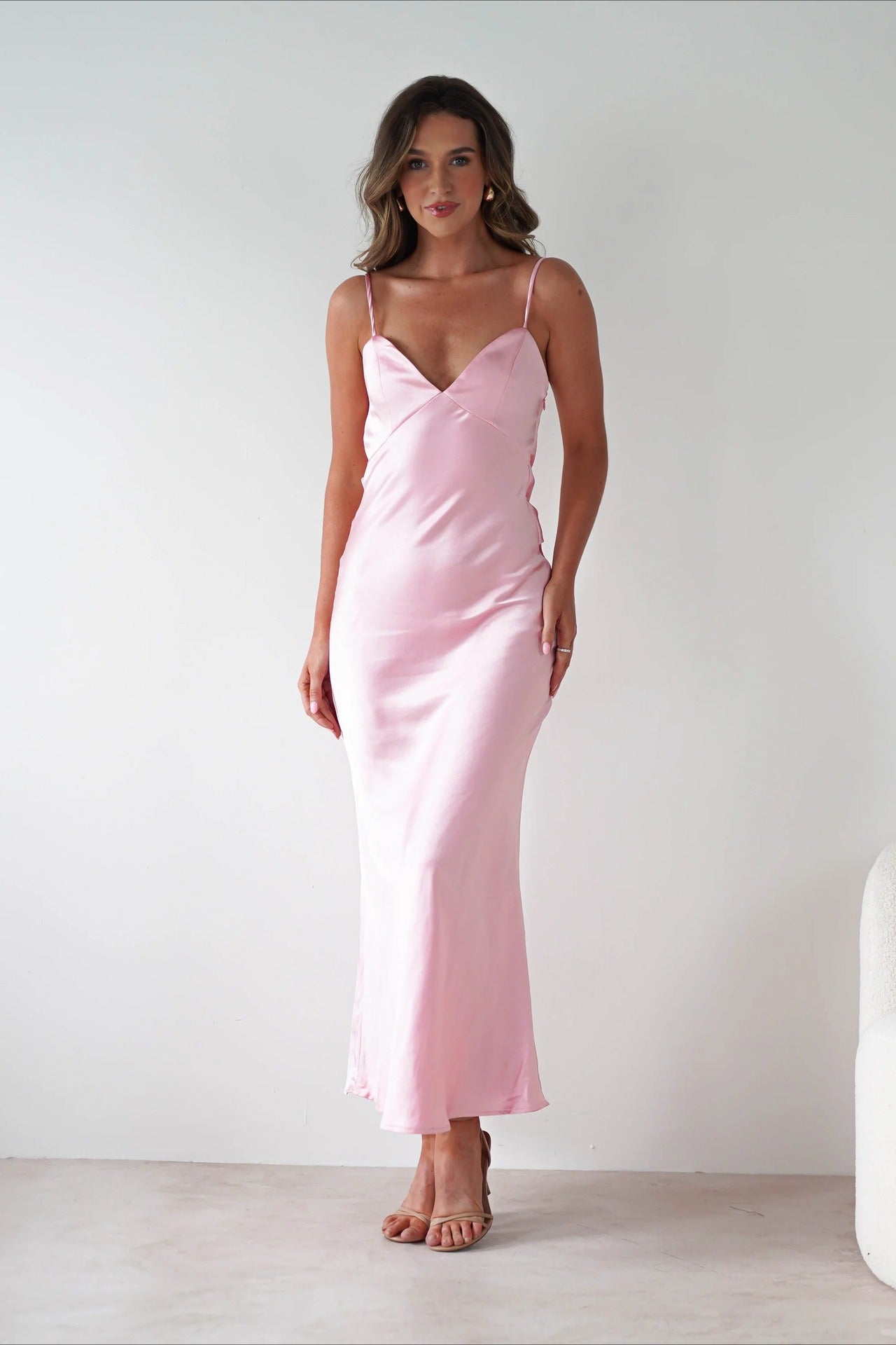 Satin Backless Tie Party Dress