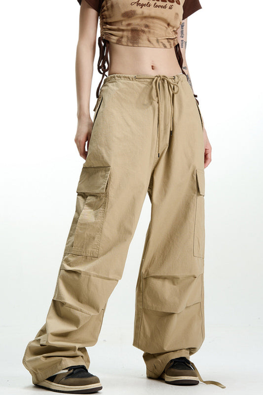 Vintage Khaki Weite Cargohose