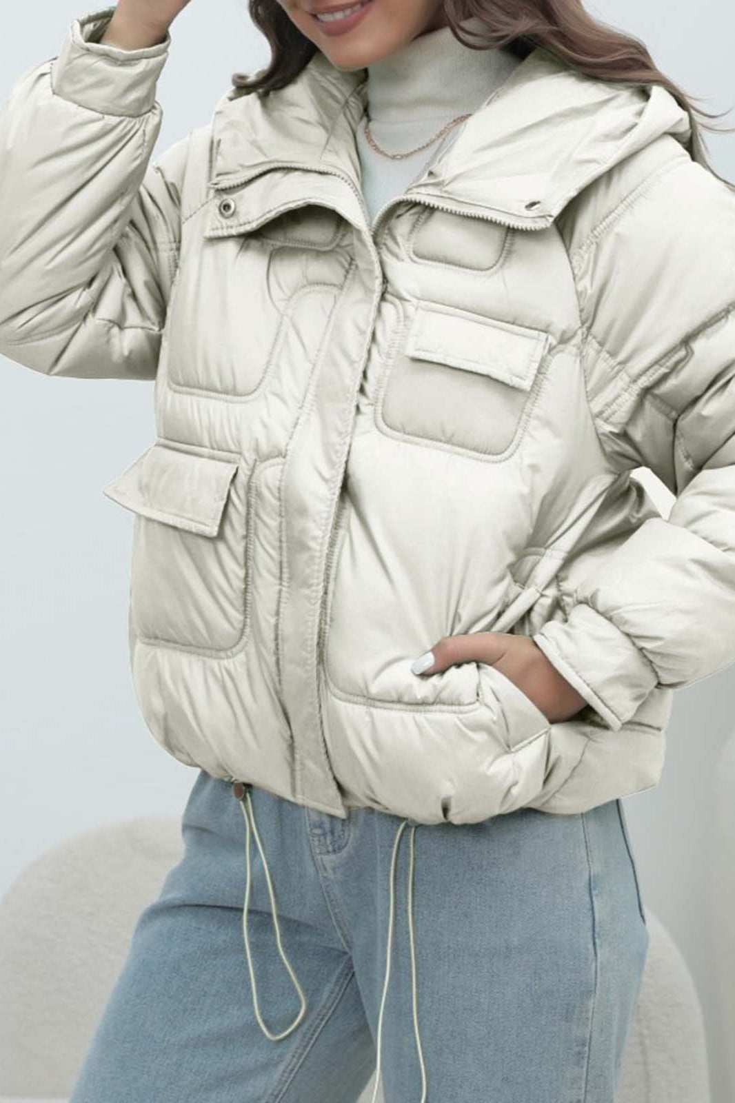 Bright Color Stand Collar Puffer Coat coats