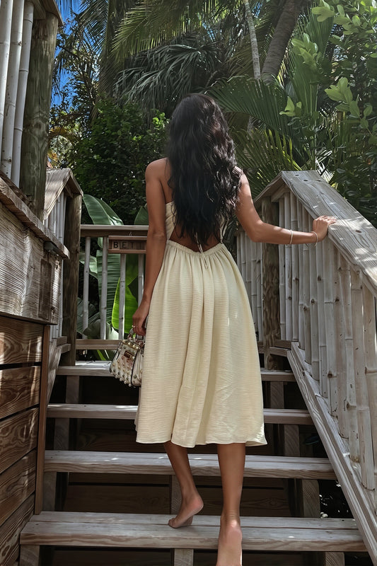 Texture Cutout Halter Maxi Dress