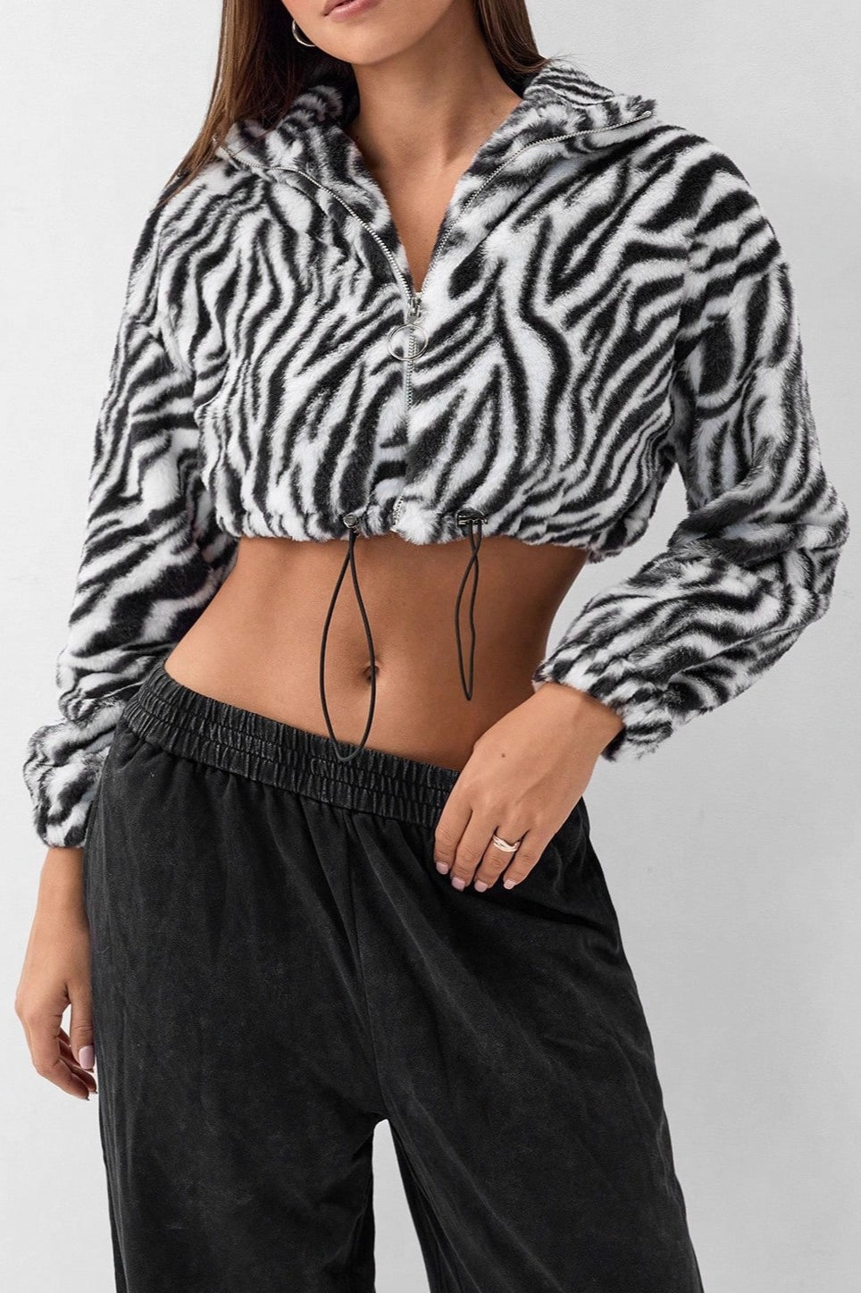 Leopard Print Fur Fleece-Lined Thickened Fluffy Jacket