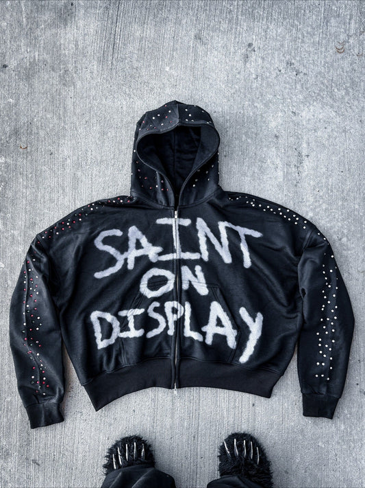 Gothic Rock Letter Print Hoodie Black / S