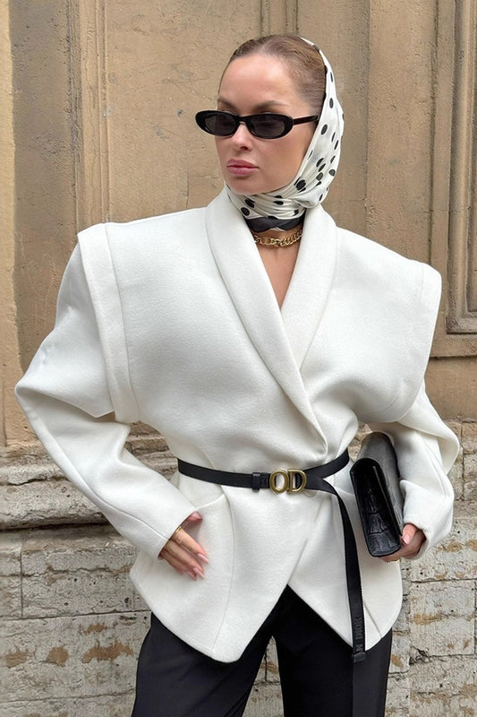 Vintage-Taillenmantel aus Wollmischung mit Gürtel