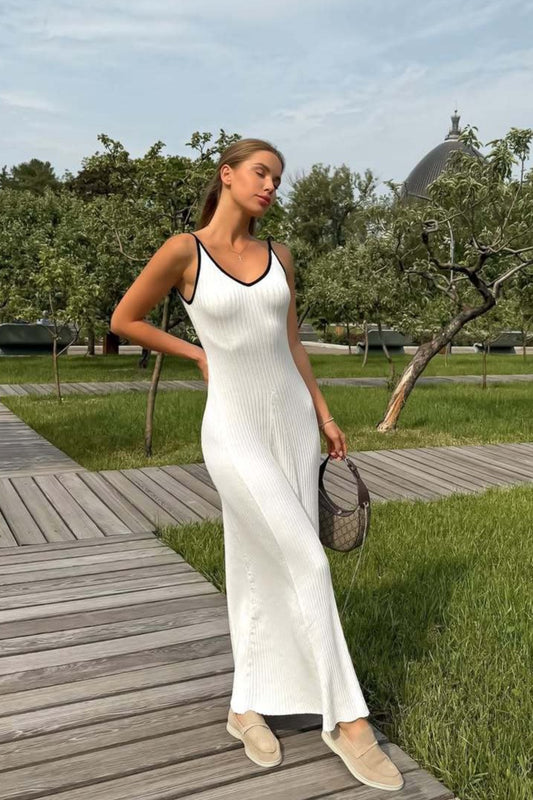 Maxikleid mit Camisole-Schlitz und Farbblock