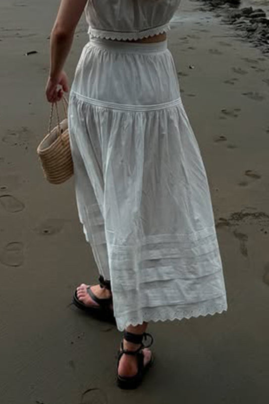 Asymmetrischer Maxirock mit Spitzeneinsatz