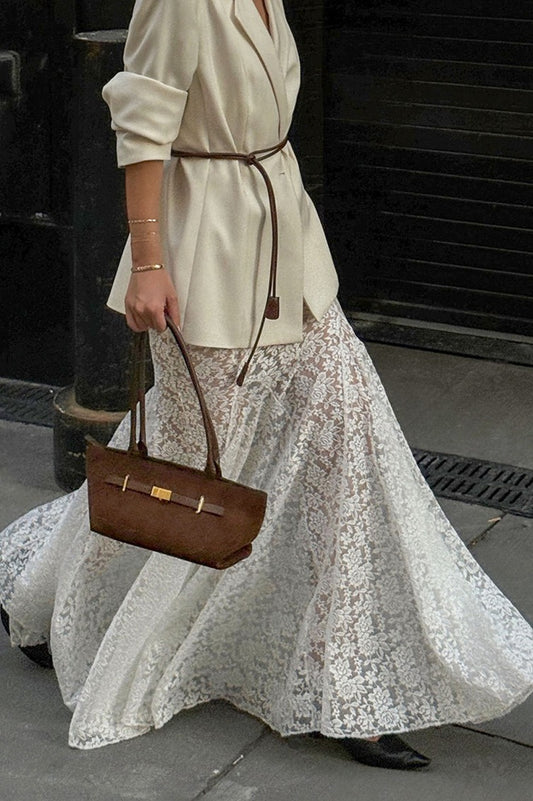 Eleganter, langer Meerjungfrauen-Rock aus Spitze