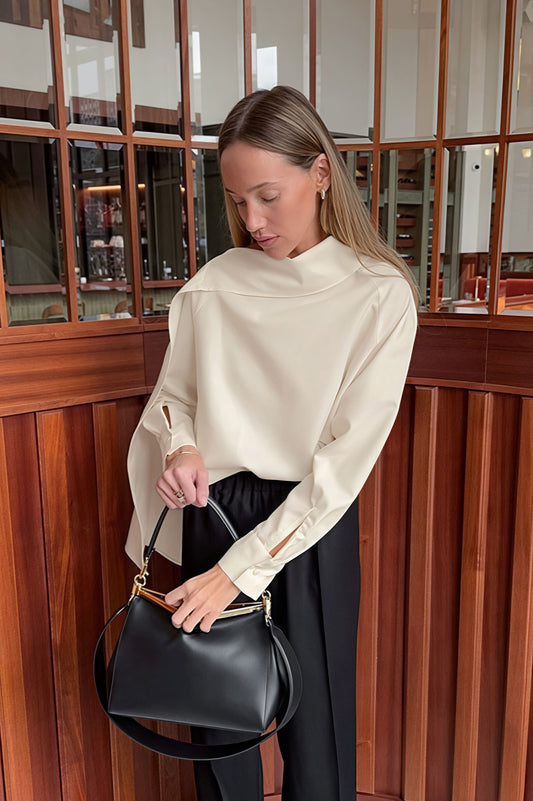 Chic Tie Detail Apricot Long Sleeve Blouse