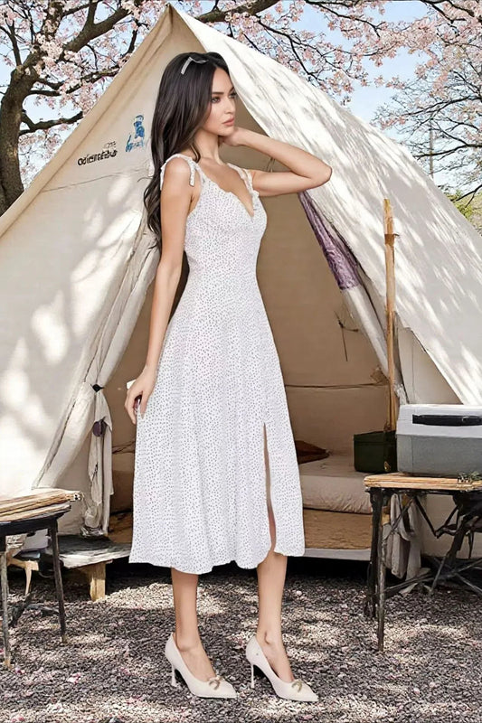 Sexy rückenfreies, modisches Polka Dot Neckholder-Partykleid