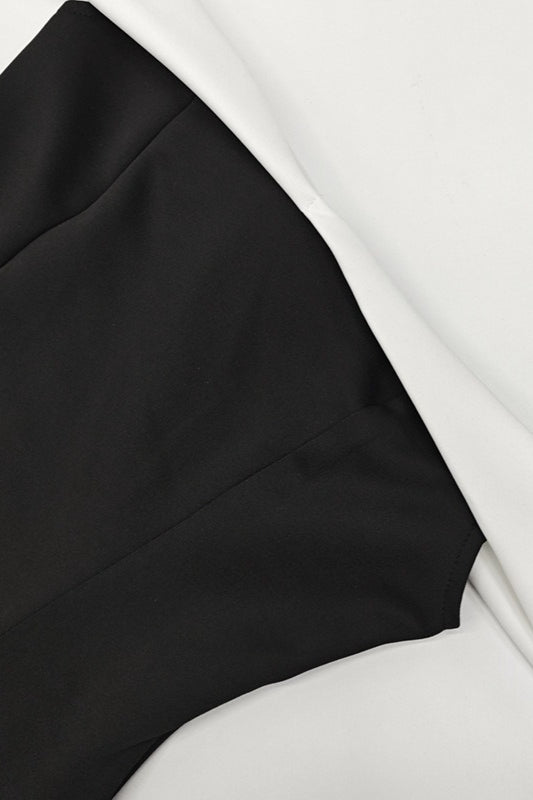 Contrast Bustier Ruffle Cocktail Dress