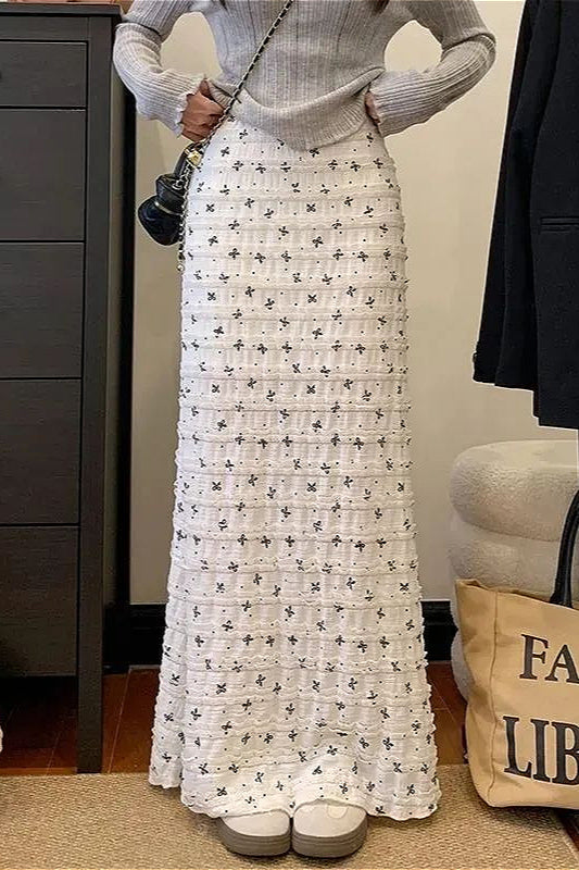 Spitzenrock mit Blumenmuster in Übergröße, hochtailliert, Meerjungfrauen-Stil