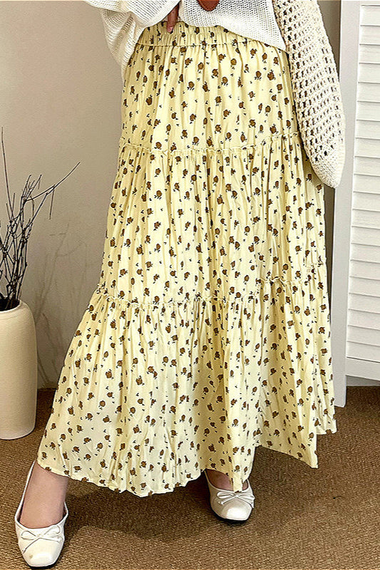 Plus Size Blumenmuster Rock mit hohem Bund und Stufenmuster