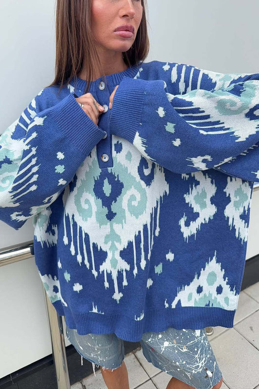 Pullover mit Farbblock-Muster, locker gestrickt