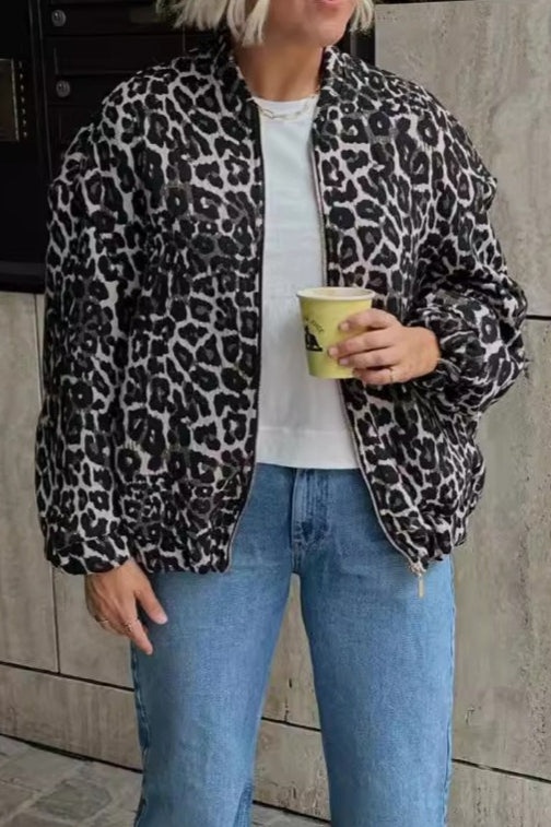 Lässiger Baumwollmantel mit Animal-Print