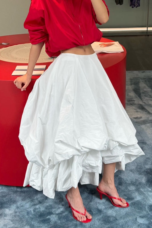 Layered Ruffle Bubble Maxi Skirt