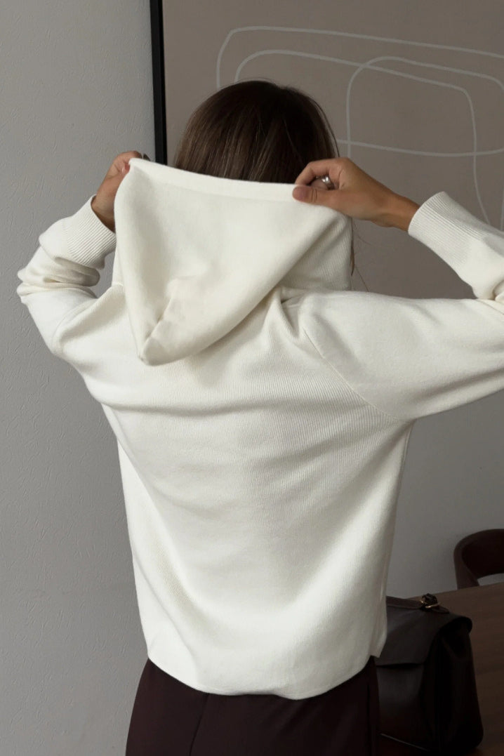 Soft Double Zip Hooded Short Knit Cardigan