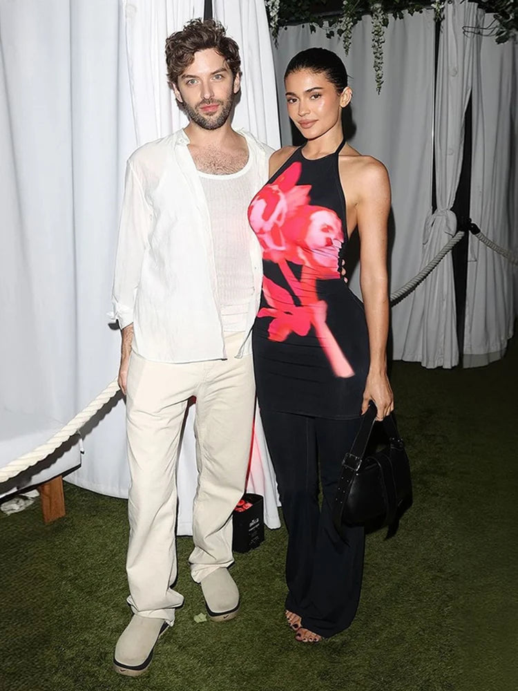 Sexy Halter Backless Flower Print Bodycon Floral Dress floraldress-250126