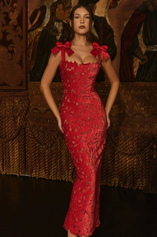 Sexy, ausgehöhltes, schmales, ärmelloses Kleid mit Schleife und Blumenmuster