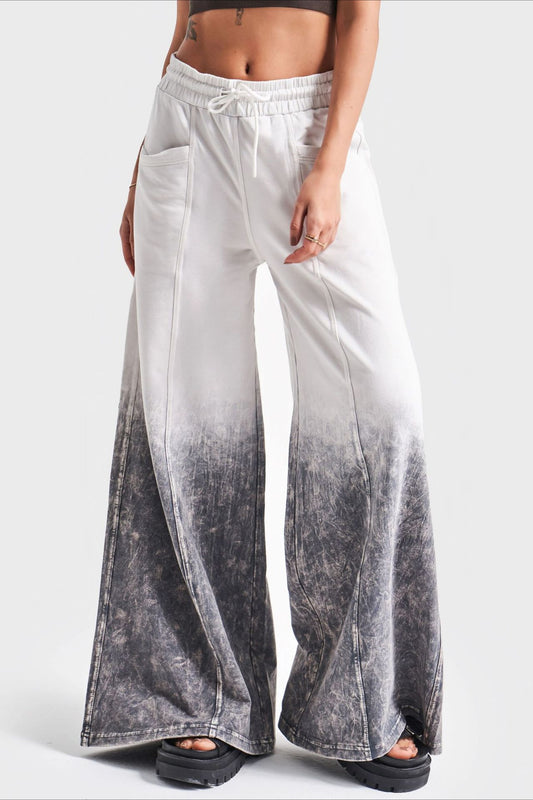 Weite Jeans mit hohem Bund und Farbverlauf und Kordelzug