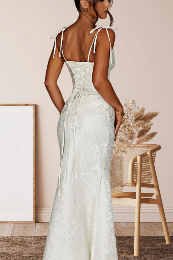 Solid Sash Backless Mermaid Formal Dress