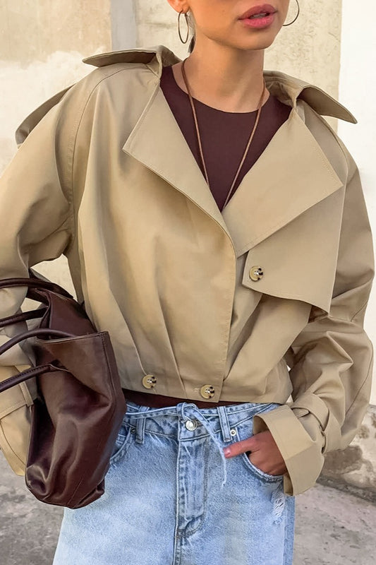Cropped Storm Flap Trench Jacket