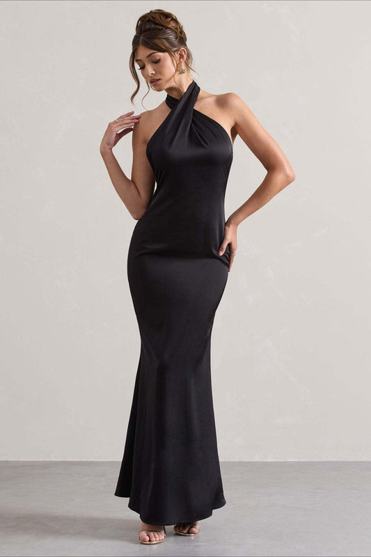 Schmal geschnittenes Neckholder-Abendkleid