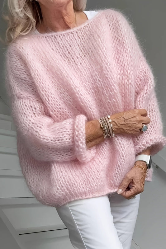 Fuzzy Crew Neck Relaxed Sweater