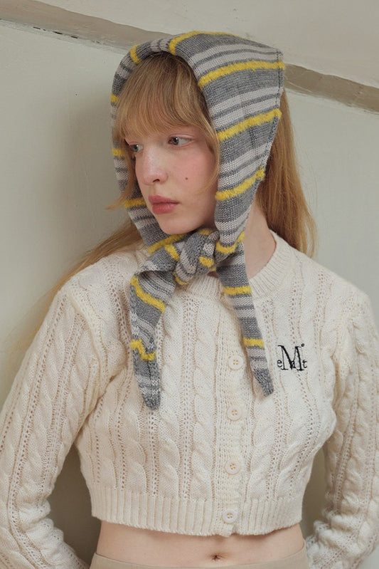 Dreiecksschal aus Woll-Baumwoll-Mischgewebe mit Streifenmuster