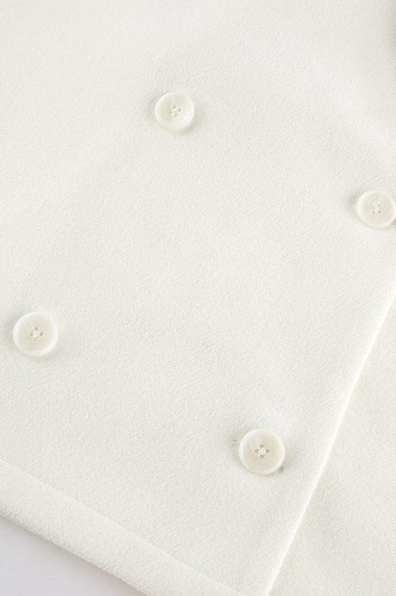 Beige Wool Blend Collared Mid Length Coat