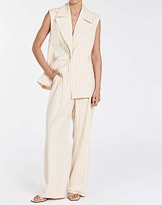 Zweiteiliges Set mit gerader Hose und Revers im Aprikosenmuster fürs Büro