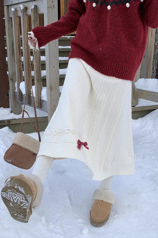 Strickrock in A-Linie mit Schleifendetail