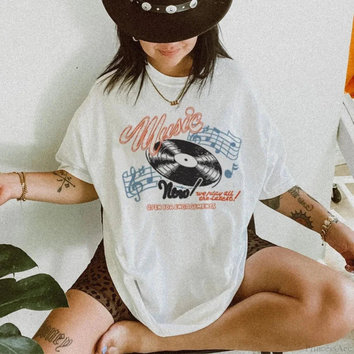 70s Vinyl Record Retro T-shirt WHITE / S t-shirt-250223